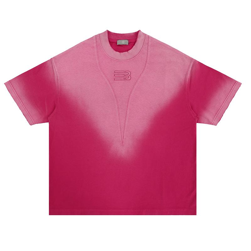 

Американский стиль Мужская уличная одежда весна-лето винтажная мода тай-дай стираный градиентный топ короткий рукав круглый вырез футболка M красный