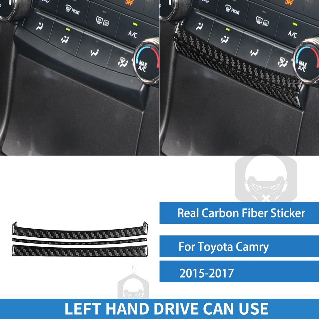 For Toyota Camry 2015 2016 2017 Dashboard AC Control Panel Trim Strip Cover Real Carbon Fiber Stickers Car Interior Accessories