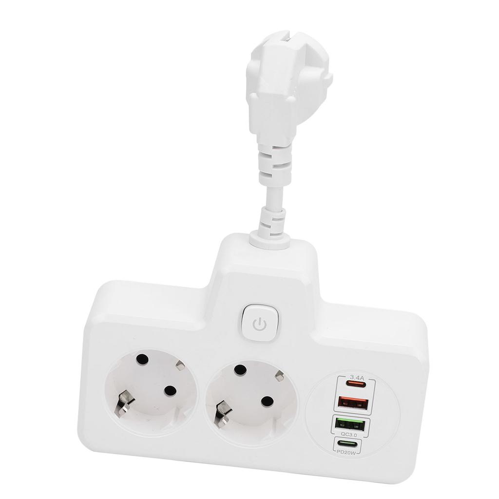 Vícenásobná zásuvka s vypínačem Zásuvkový adaptér 2cestný se 2 USB 2 Typ C 6 v 1 Distribuce