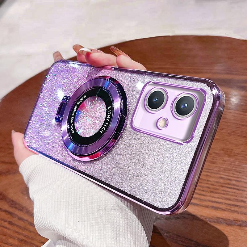 Motog54 luxusní třpytivé pokovené silikonové pouzdro na Motorola Moto G84 G54 G62 G52 G13 G23 G72 G73 G82 G83 G85 stojan a kryt