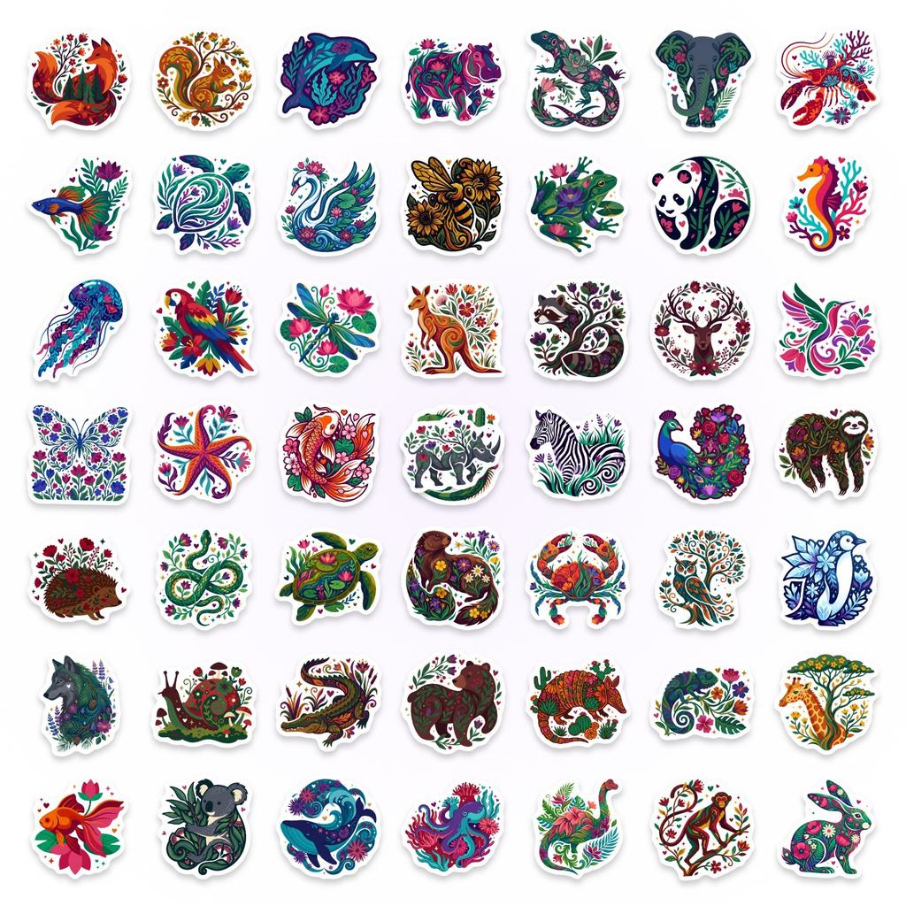 50/100 Pcs Ethnic HD Hand Painted Tropical Animal Stickers for Reward Stationery Box Phone Suitcase Cup Car Removable Decals