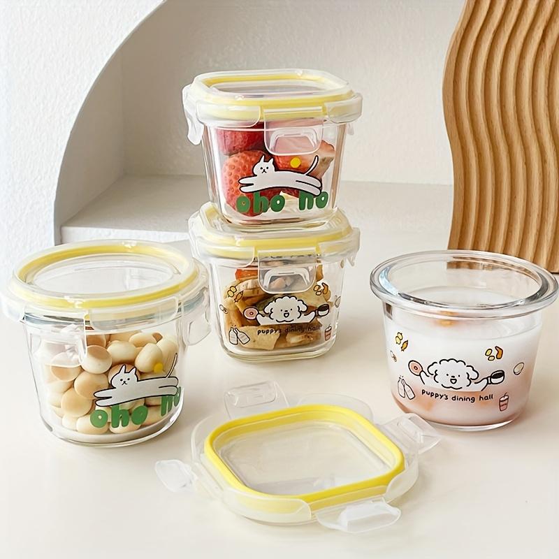 2pcs Mini Sealed High Borosilicate Glass Meal Prep Containers Set Microwave Safe, Reusable, Ideal for Fruits, Salads, Oats, Breakfast, Yogurt,Desserts