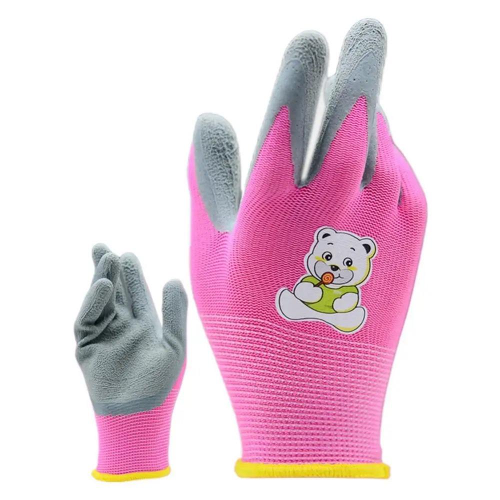 Non-Slip Garden Work Gloves Polyester&Latex Yard Work Gloves Portable Gardening Gloves  Garden Work Pink XXXS