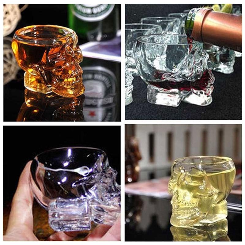 Lebka s hlavou navrženou z čirého skla, kelímek na pivo, koktejl, červené víno, kelímky, žáruvzdorné čajové hrnky na kávu, bar, whisky, nápoje jako dárek