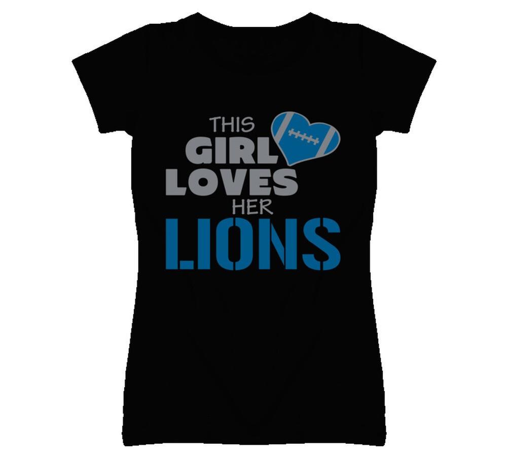 

This Girl Loves Her Lions Football T Shirt - Detroit Lions Team Colors 2XL