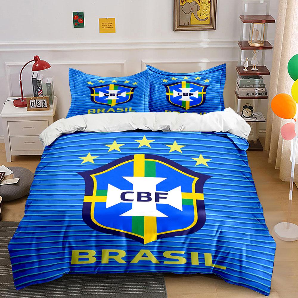 Set Biancheria da Letto Brasile CBF Blu Copripiumino Copripiumino Federe (1 * Copripiumino 2 * Federe, senza piumino)