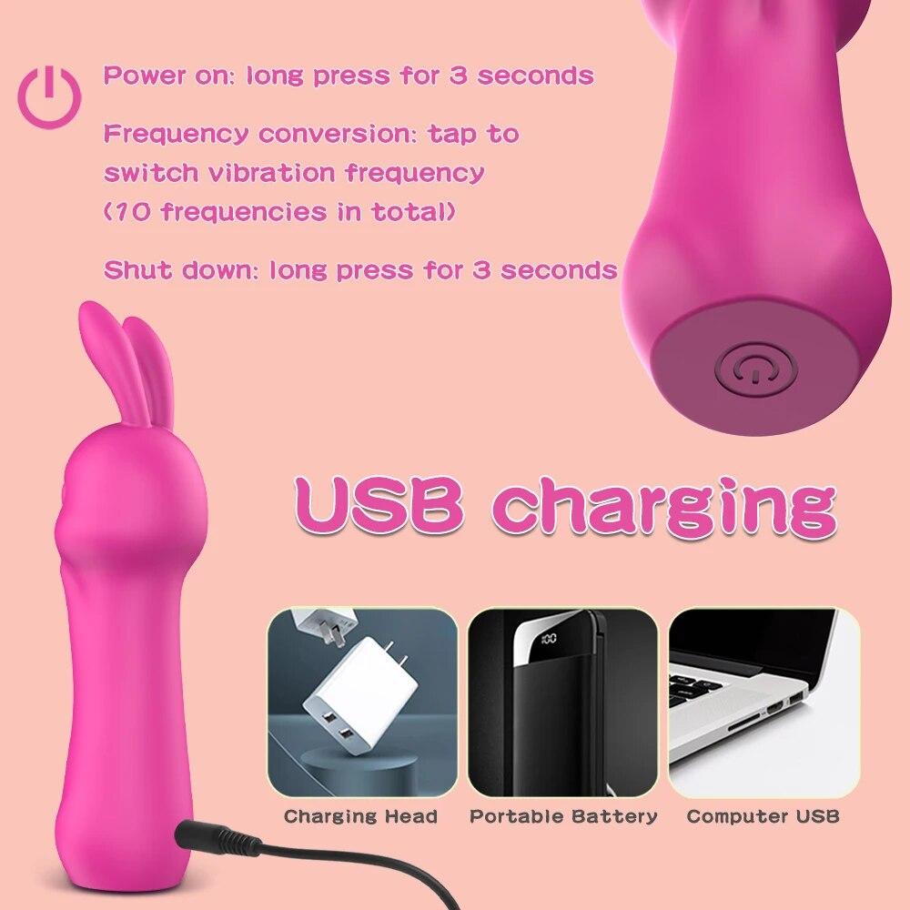 Rabbit Vibrator 10 Mode Clitoris Vibration Dildo Masturbator Female Vaginal Massage Adult G-Spot Stimulator Sex Toys For Women