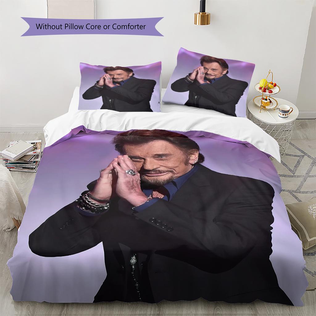 1PC Johnny Hallyday pattern Bedding Quilt Set Quilt Cover Pillowcase Home Decoration Birthday Gift (1 * duvet cover + 19 * pillowcase, without core)