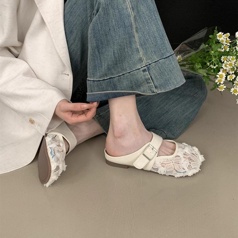 Fashion Women Flats Slippers Fashion Elegant Mules Shoes Slingback Sandals Summer Print Slides Beach 2025 Walking Flip Flops Woman Shoes