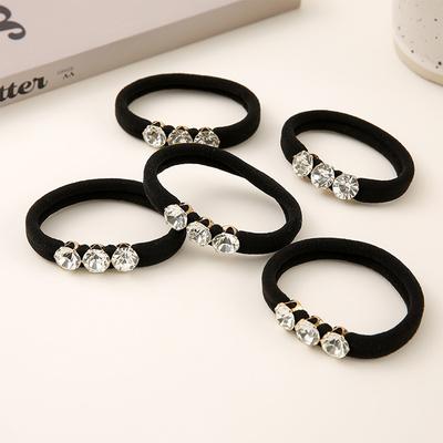 4pcs Shiny Rhinestone Rubber Bands, Female Head Tie Ropes, Rubber Bands, High Elastic and Durable Hair Ropes, Black Hair Ties