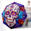 Colorful Sugar Skull Stained Wall Art DecorUmbrella, Portable 3-Fold Compact Umbrella for Men & Women Gift