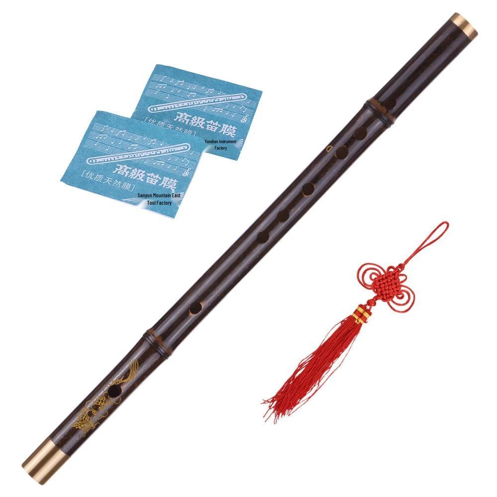 Professional C Key Black Bamboo Flute: Traditional Handmade Chinese Woodwind Instrument for Learners