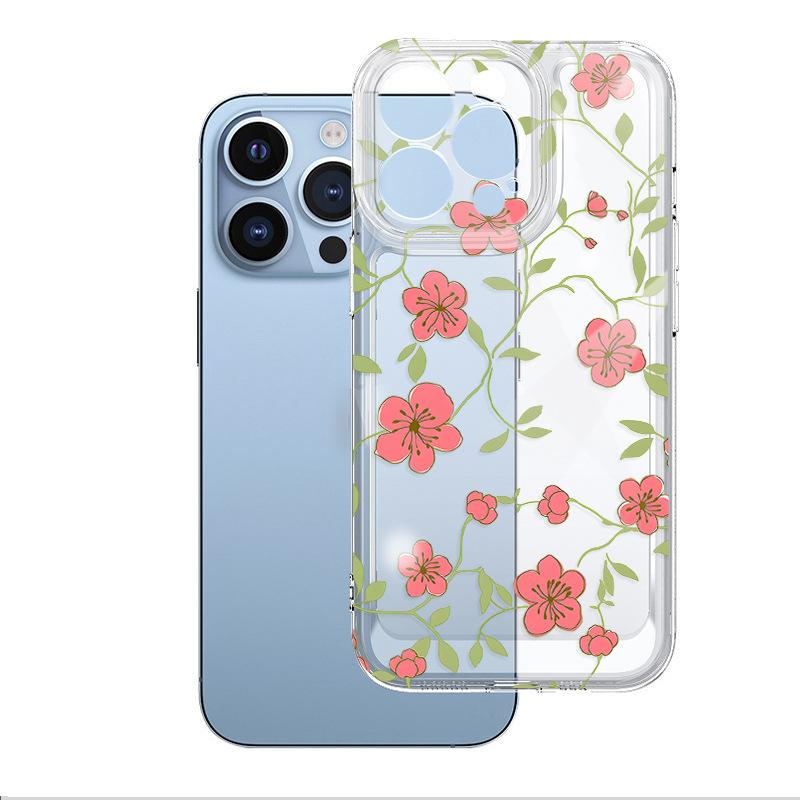 Shrimp skin hot burst ins wind pink vine floral iPhone case iPhone17 anti-drop TPU soft case advanced sense
