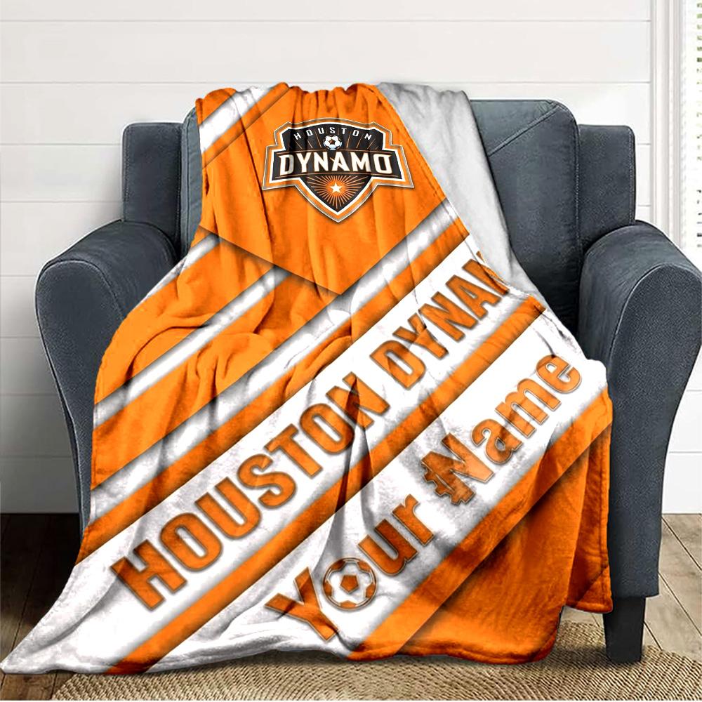 Name Custom Houston Dynamo Print Flannel Blanket High Quality Warm Comfortable Cover for All Seasons Perfect for Gifts Home Decor