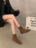 Height-increasing Short Boots Women's Boots 2025 Autumn and Winter New Korean Version Simple Short Boots Rear Zipper Square Head Fashion Boots Wo