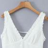 Sweet Chic Embroidered Mesh V-Neck Open-Back Slim-Fit Dress