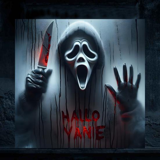 Halloween Spooky Window Clings Horrible Screaming Ghost Silhouette Window Sticker Creepy Blood