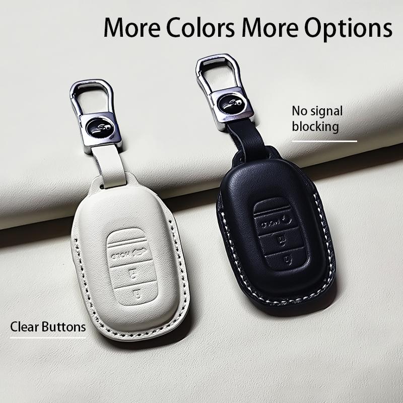 Genuine Leather Car Key Case Cover Fob For Honda Accord Civic 11Th    Hr-V Cr-V Pilot Sport Si Ex Keychain Protector