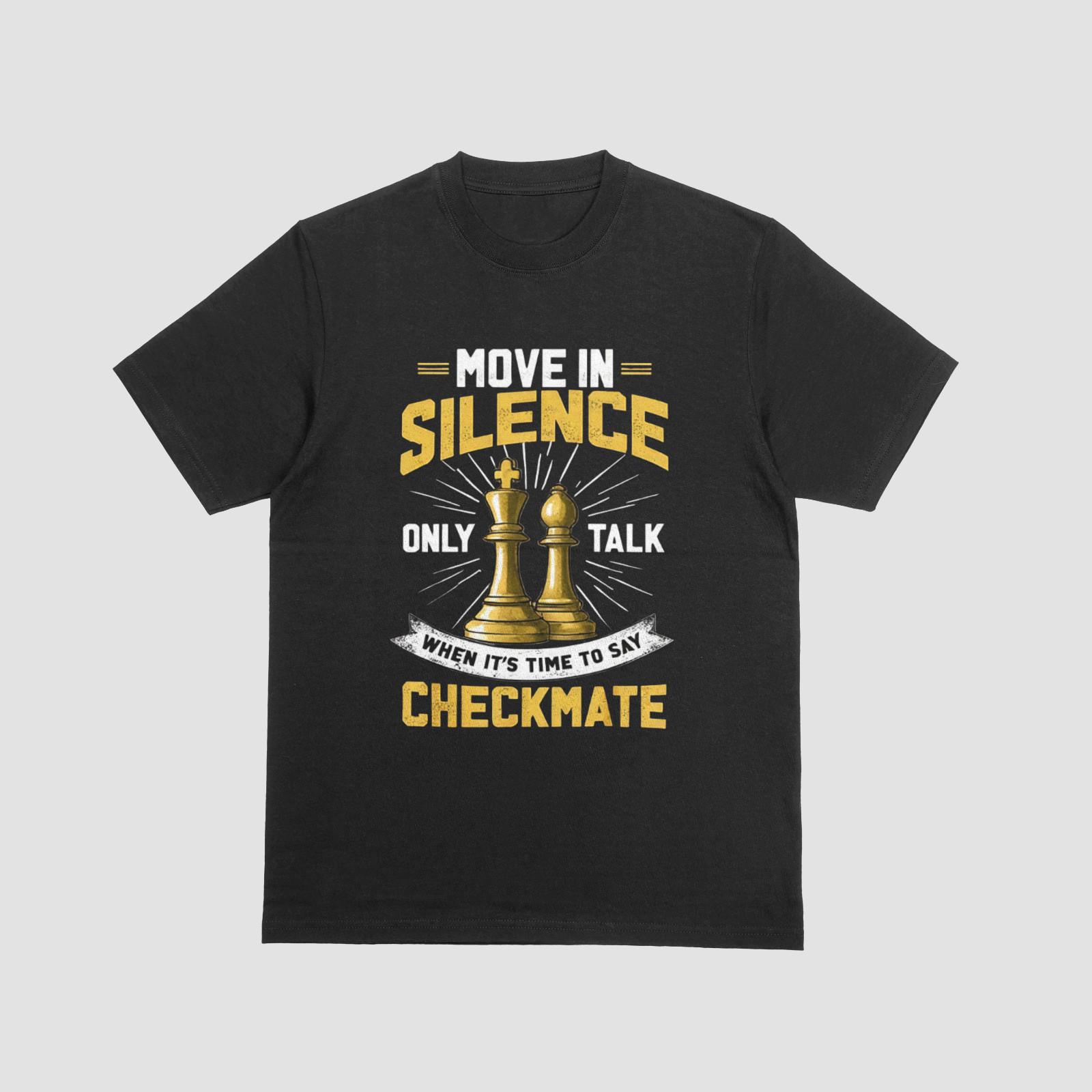 Chess Strategy T-Shirt Move in Silence Say Checkmate Graphic Tee M