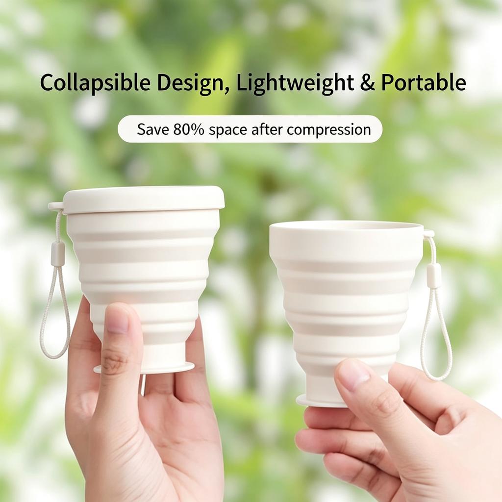 Ins Style Collapsible Silicone Water Cup, Portable Foldable Travel Mug for Camping & Washing