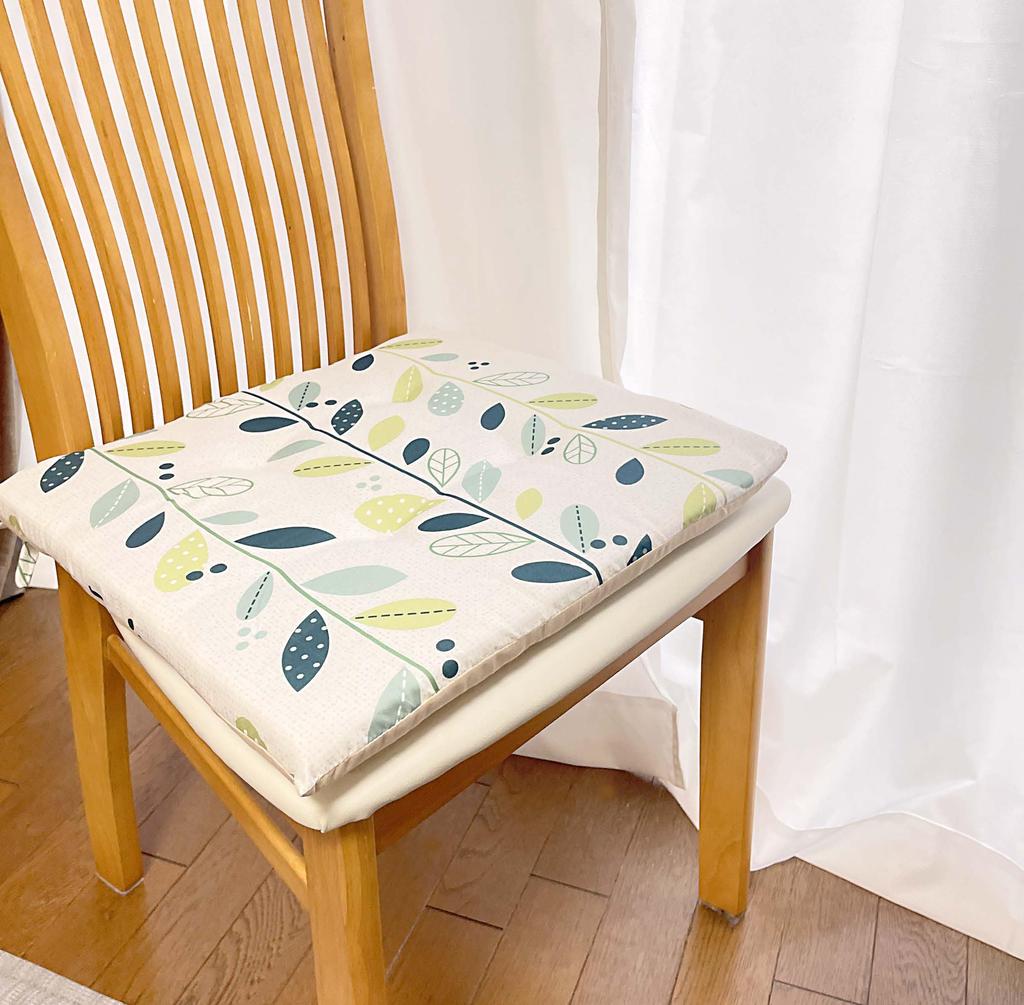 Printed seat cushion set of green 2, 40x40cm, leaf,