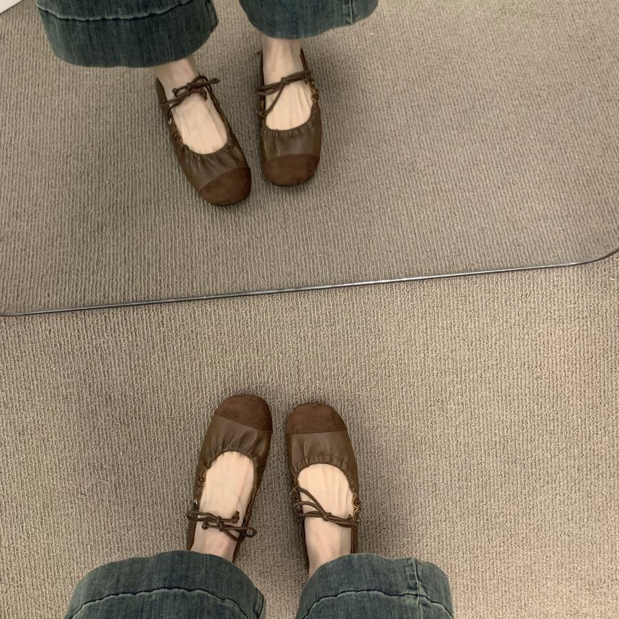 Pantofi retro Mori literari și artistici din piele moale pentru bunici, primăvară și vară 2025, noi, versatili, balerini plat, pantofi simpli pentru femei