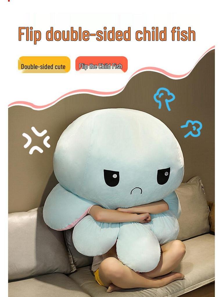 Reversible Double-Sided Octopus Plush Toy - Cute Face-Changing Doll for Girls Birthday Gift