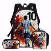 3PCS No.10 Football Player Backpack Set | Large Capacity Casual Backpack with Matching Clutch & Tote Bag, Ideal for Daily Use