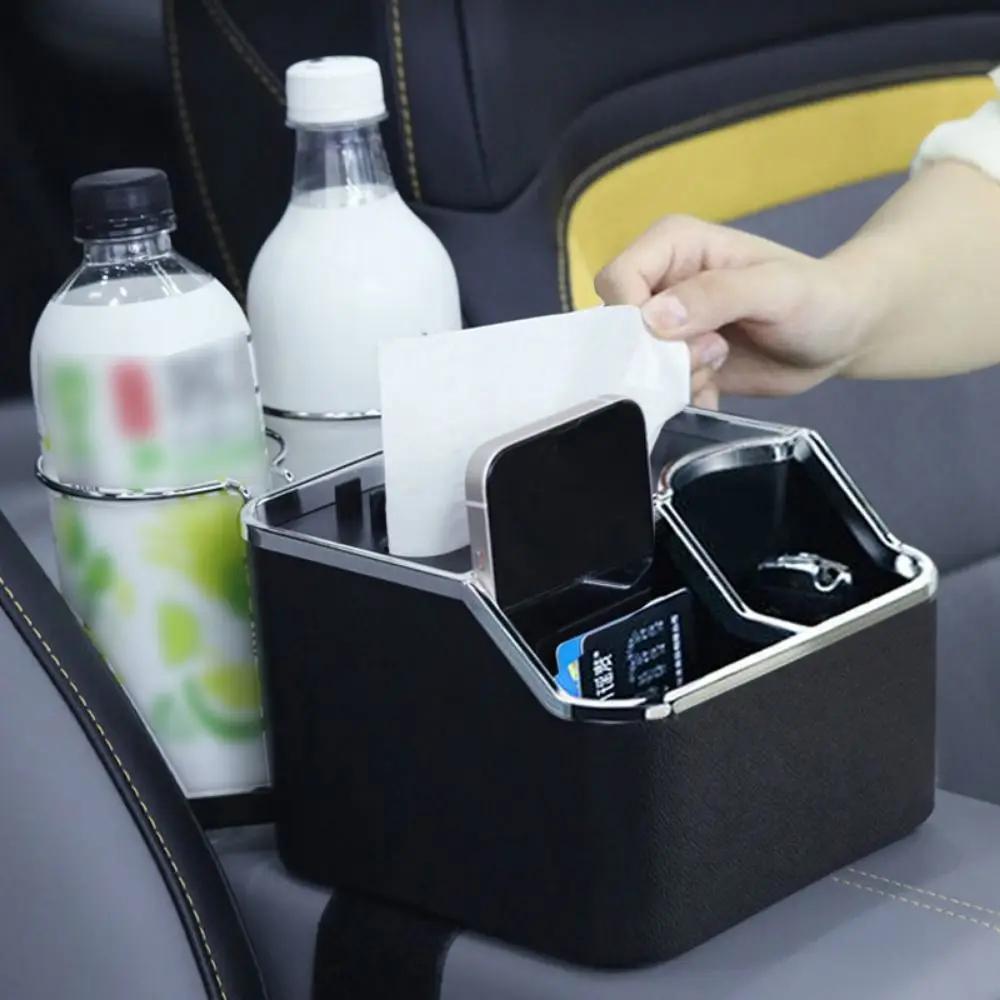 Faltbare Auto-Armlehnen-Aufbewahrungsbox mit Getränkehalter, Handyhalter, wasserdichtem Taschentuchhalter, abnehmbar, große Kapazität