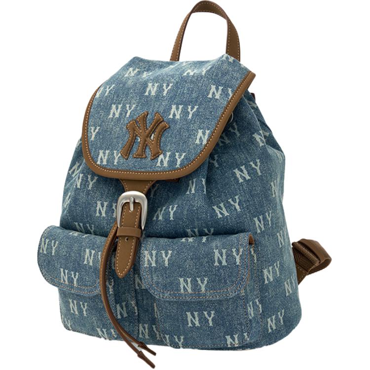 New MLB Cotton Backpack Unisex Light Blue/Charcoal Black 3ABKM065N