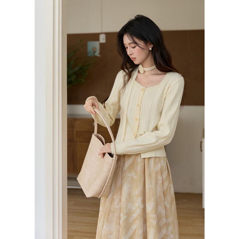 Women's Square Neck Twist Knit Cardigan