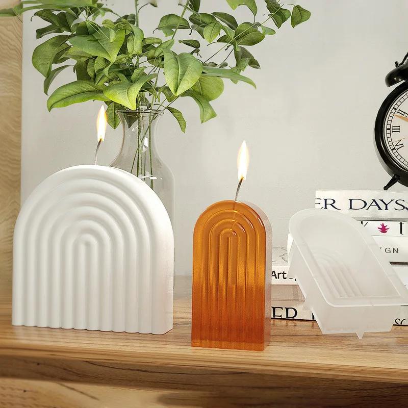 U-shaped/arch Shaped Candle Silicone Mold Diy Manual Rainbow Bridge Geometric Candle Making Supplies 3D Soap Resin Process Molds
