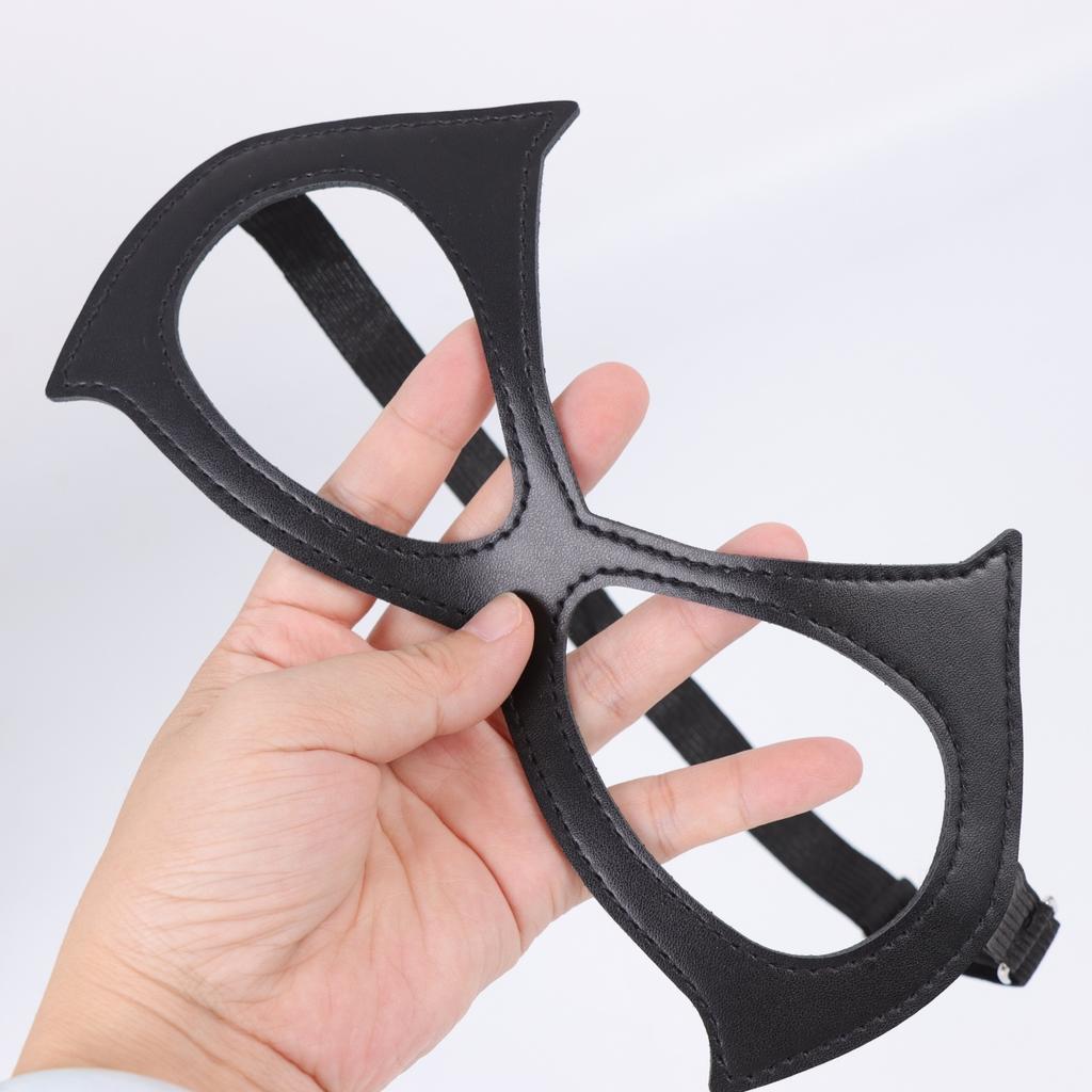 1pc Half-Face Cat-Eye Costume Mask for Women, Black Faux Leather Cat Mask for Masquerade, Halloween Party, And Cosplay