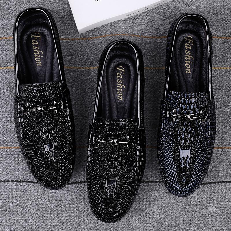 Trend Sequins Mens Shoes Luxury Crocodile Pattern Loafers High-end Designers Genuine Leather Driving Shoes Party Shoes Moccasins