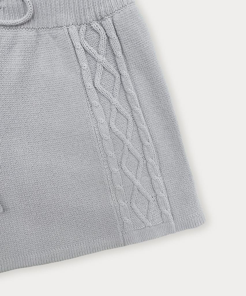 Sseomweeobeoteo Cotton Cable Knit Pants - Light Gray