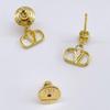 Valentino V Logo Signature Metal Crystal Stud Earrings 5W2J0H29 YCW 7CR Gold/Fuchsia [Item]