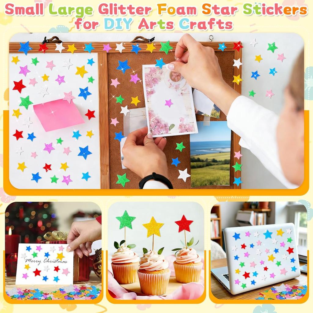 Glitter Foam Star Stickers Colorful Self Adhesive Eva Foam Stickers Diy Crafts Scrapbooking Home Christmas Party Decoration