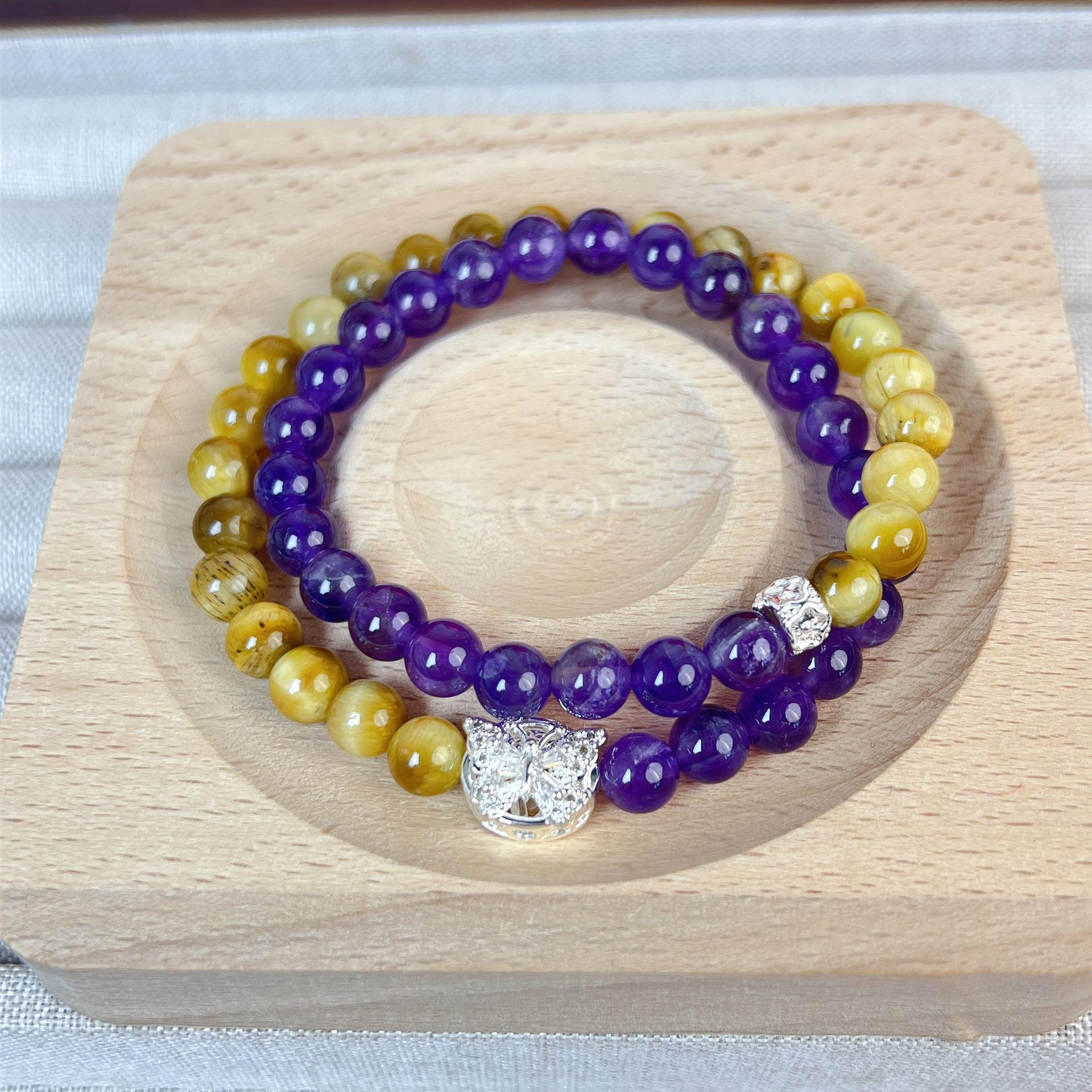 

Natural amethyst bracelet strawberry crystal green ghost crystal bracelet. Bangles Women Fashion Jewelry accessories Gift