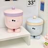 Mini Small Desktop Trash Can With Lid - Cute Countertop Waste Paper Basket For Bedroom Coffee Table & Office Desk - Blue Pink