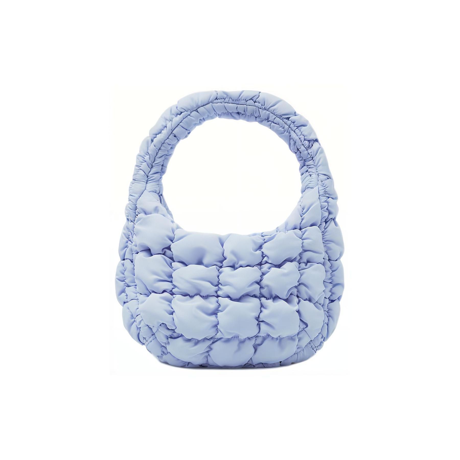 COS Quilted Texture Zipper Finger Zipper Closure Tote Bag Unisex handbags Blue 1171064014 Blue