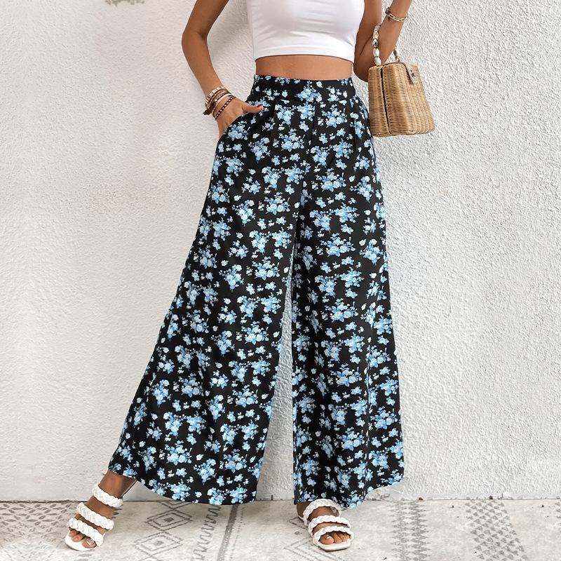 New Style Printed Wide-leg Pants with A Loose and Flowing Fit for Summer