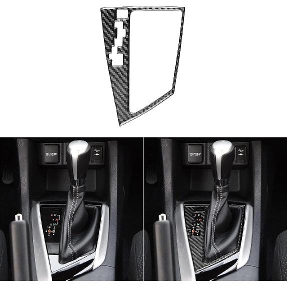 Echte Premium-Kohlefaser-Auto-Mittelkonsolen-Schaltknauf-Panel-Rahmenverkleidung Weicher Aufkleber Kompatibel mit Toyota Corolla/Levin 2014 2015 2016 2017 2018