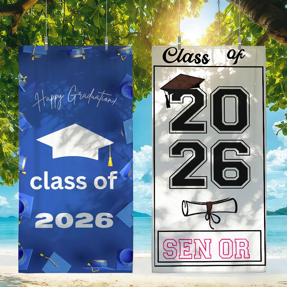 2026 Graduation Season Towel Beach Shower Bath Travel Lightweight Skin Friendly for Pool Camping Cruise Summer