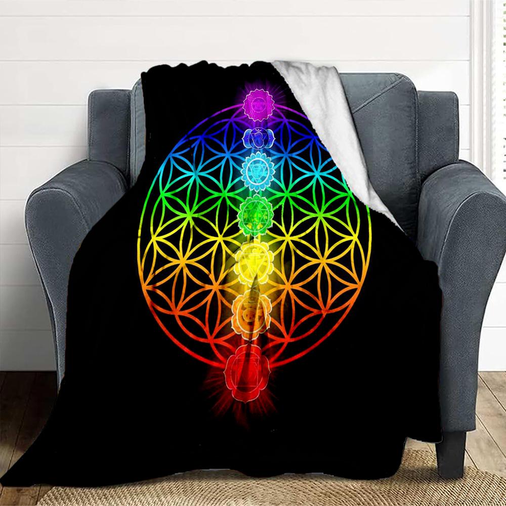 Chakra Balance Flannel Blanket Throw Blanket Soft Warm Sofa Bed Camping Car home Decor Unique Christmas Gift C9302631