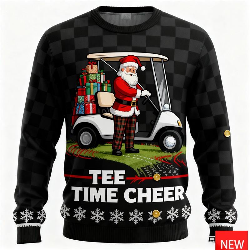 3D Printed Funny Santa Claus Play Golf Graphic Ugly Christmas Sweater for Women New Xmas Pullovers Sweatshirts Cool Jumper Tops