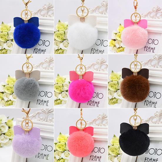 Mode Faux Kaninchen Fell Ball Charme Tasche Telefon Auto Anhänger Schlüsselanhänger Schlüsselanhänger