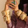 Cute Cartoon Toast Face Washing Waterproof Wristbands - Absorbent, Moisture-Proof Wrist Guards for Toiletries and Sweat Absorption.