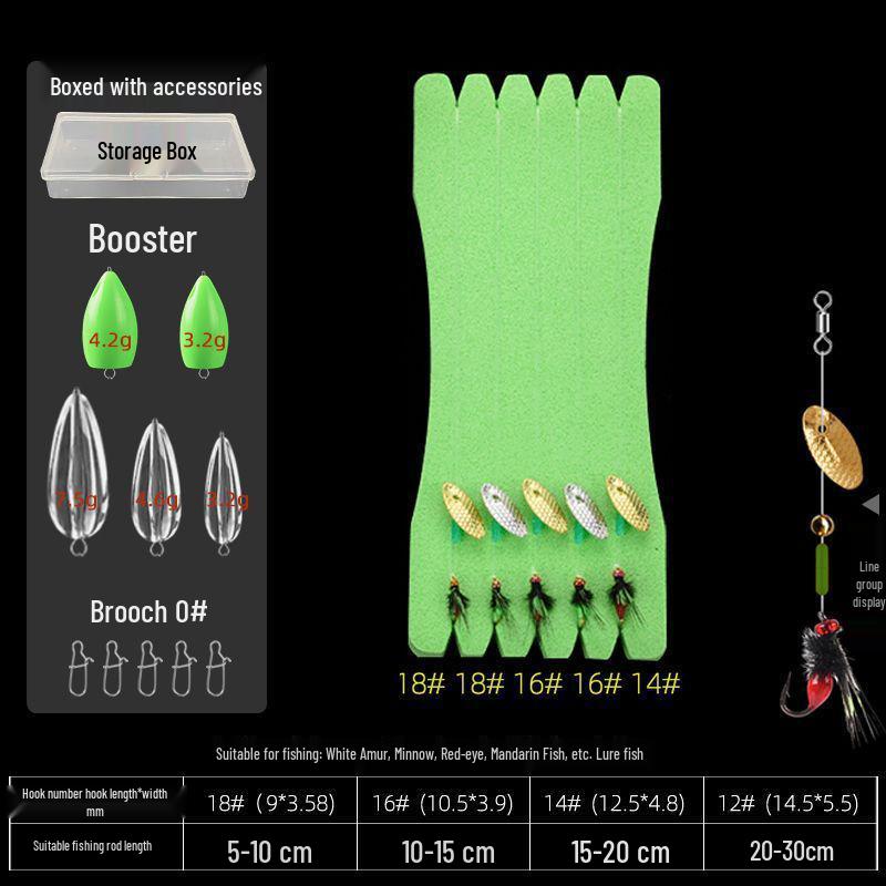 Tinplate Crankbait Rod with Red Sleeve Hook & White Stripe Melon Seed Lure - Gen 2 Poison Mosquito Fly & Tilapia Lure Set