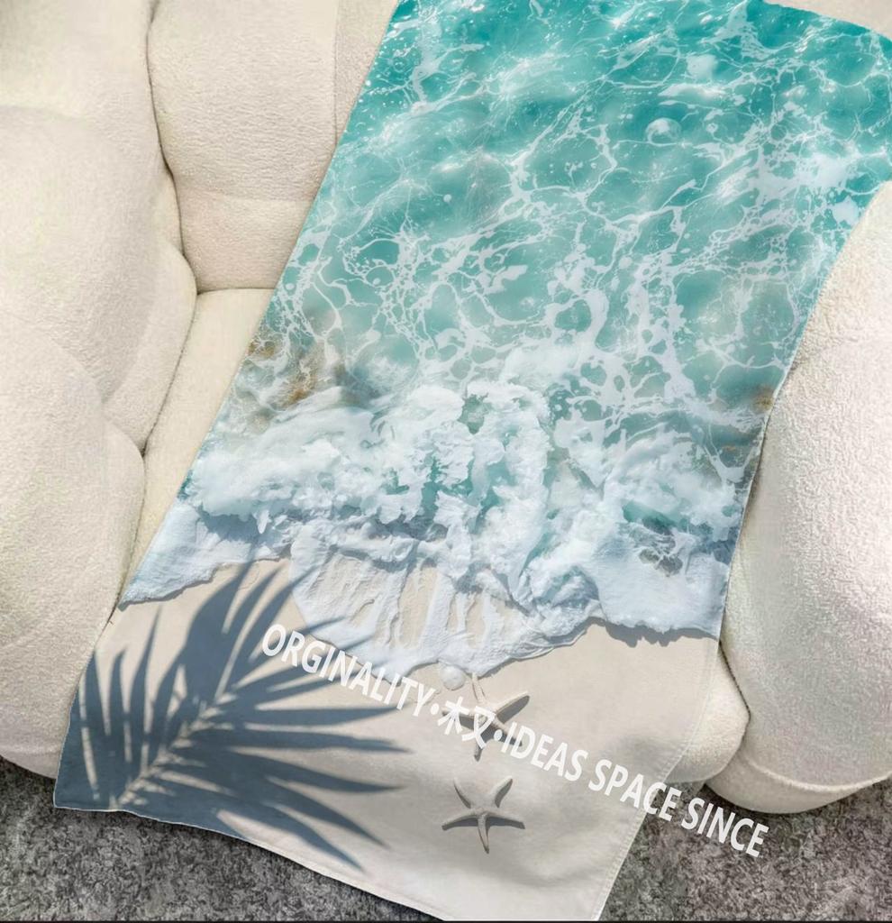 Starfish Ocean Wave Beach Towel Patterned Sunscreen And Windproof Suitable For Swimming Pool Camping Travel