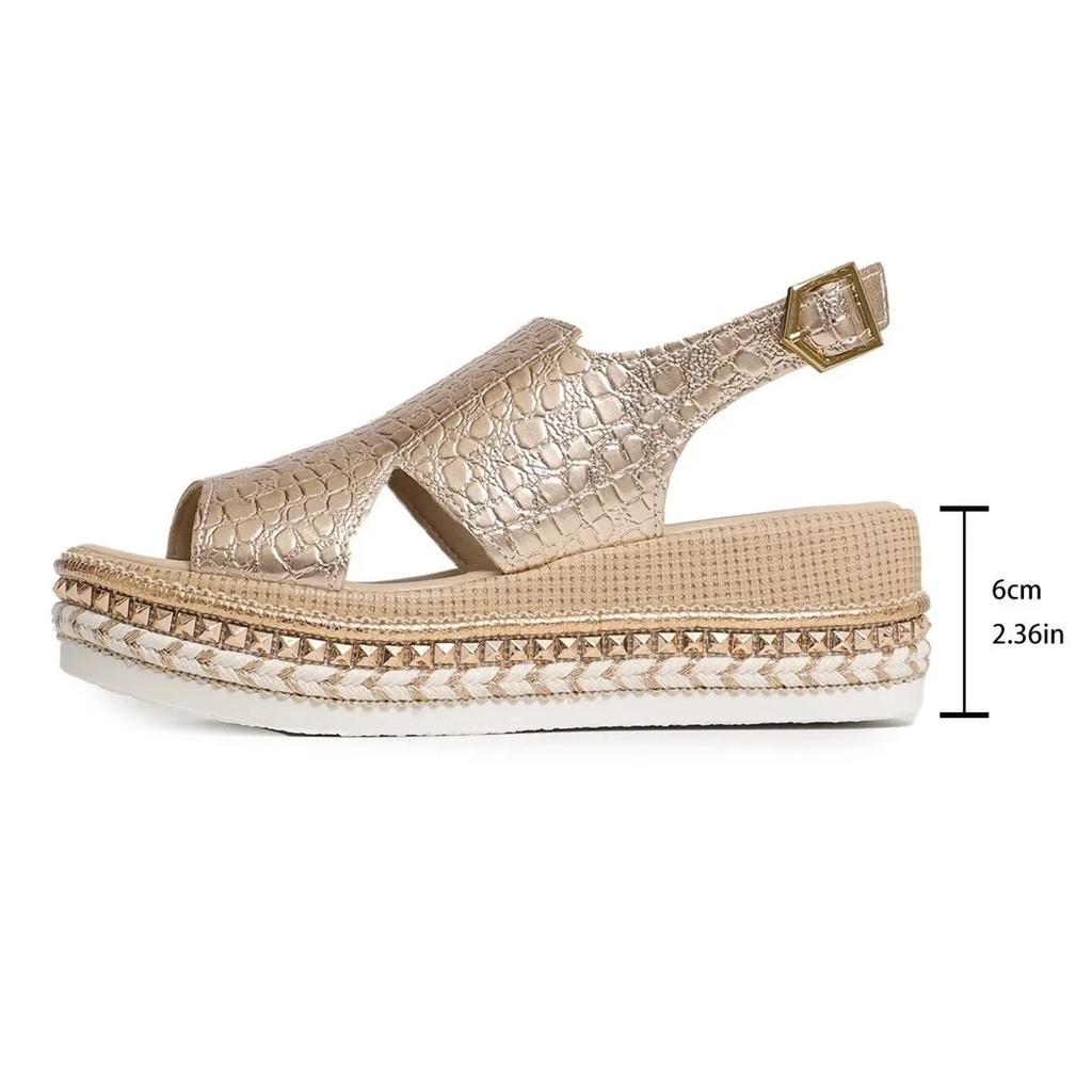 Fretwork Heels House Slippers Platform Gold Sandals Shoes Woman 2024 Luxury Slides Low Rivet Designer Soft Fabric Rome PU Rubber